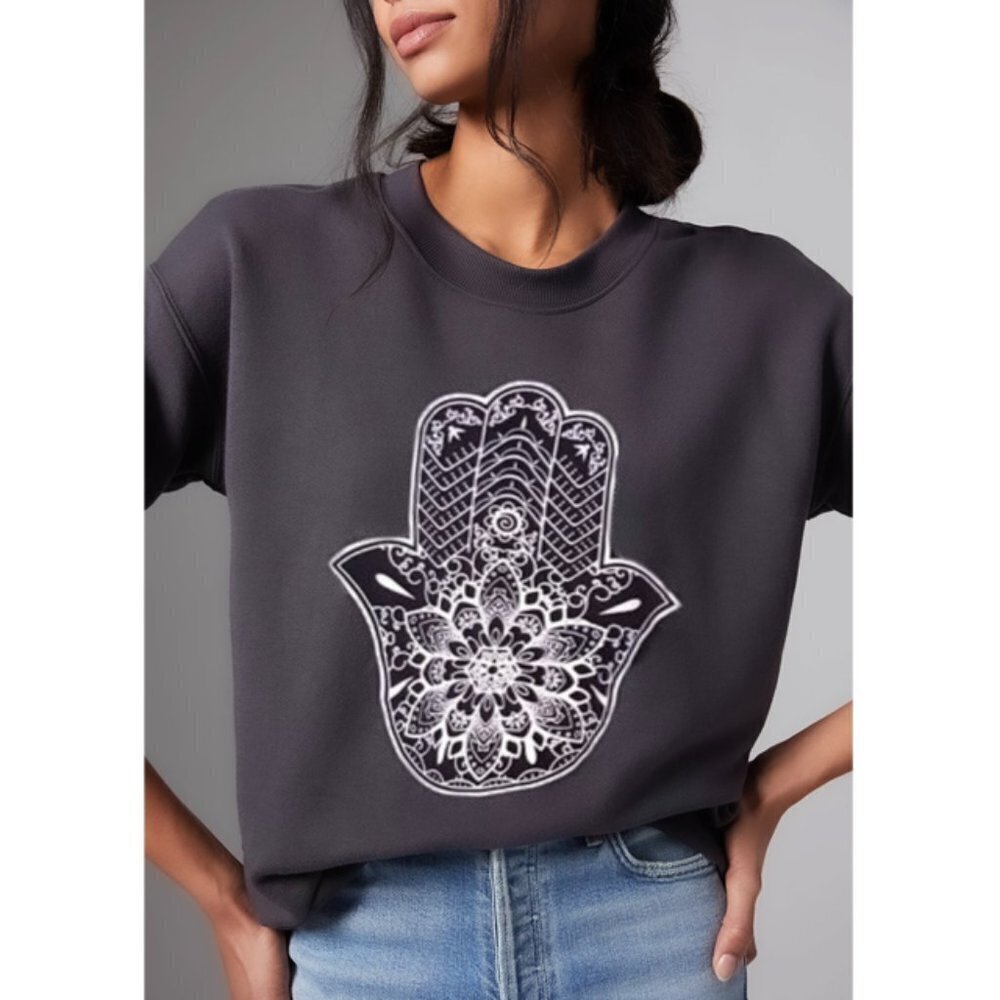 Miken Flow Hamsa hand crew neck Sweatshirt Size Large